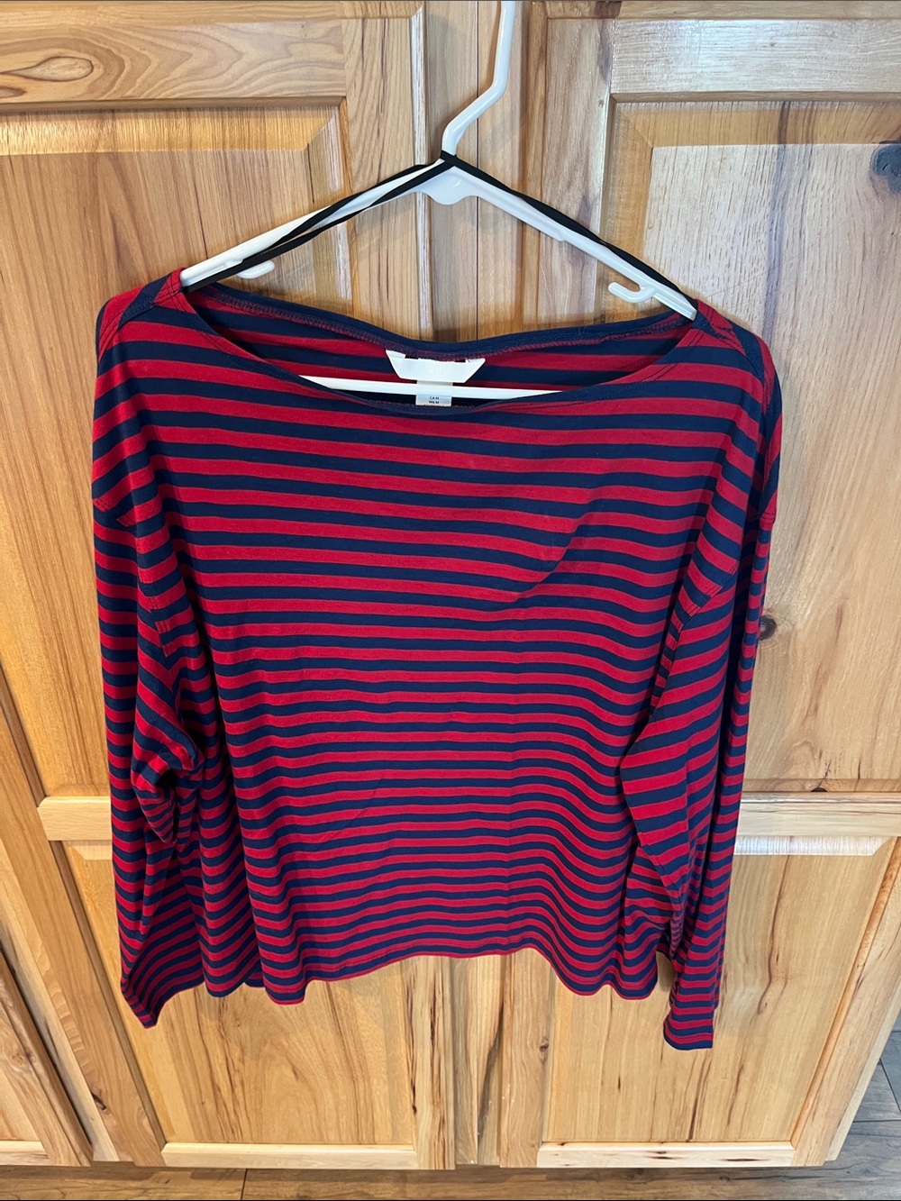 H&M Striped Boatneck Long-Sleeve Top - Red & Navy, size M - NWT